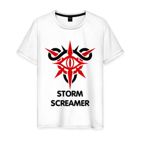 Мужская футболка хлопок с принтом Dark Elf Mage - Storm Screamer в городе Новоалтайск, 100% хлопок | прямой крой, круглый вырез горловины, длина до линии бедер, слегка спущенное плечо. | elf | lineage | storm screamer