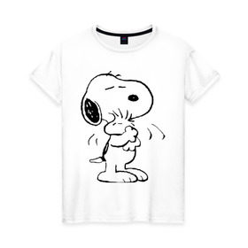 Женская футболка хлопок с принтом Snoopy в городе Новоалтайск, 100% хлопок | прямой крой, круглый вырез горловины, длина до линии бедер, слегка спущенное плечо | snoopy | сгупи