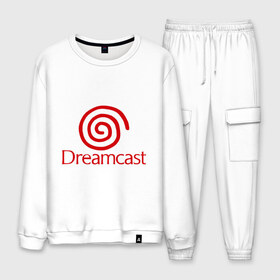 Мужской костюм хлопок с принтом Dreamcast в городе Новоалтайск, 100% хлопок | на свитшоте круглая горловина, мягкая резинка по низу. Брюки заужены к низу, на них два вида карманов: два “обычных” по бокам и два объемных, с клапанами, расположенные ниже линии бедра. Брюки с мягкой трикотажной резинкой на поясе и по низу штанин. В поясе для дополнительного комфорта — широкие завязки | dreamcast | sega | видеоигры | приставки | сега