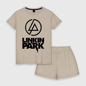 Женская пижама с шортиками хлопок с принтом Linkin Park в городе Новоалтайск, 100% хлопок | футболка прямого кроя, шорты свободные с широкой мягкой резинкой | linkin | linkin park | park | линкин парк