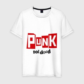 Мужская футболка хлопок с принтом Punk not Dead в городе Новоалтайск, 100% хлопок | прямой крой, круглый вырез горловины, длина до линии бедер, слегка спущенное плечо. | Тематика изображения на принте: hardcore | heavy metal | metal | punk | rock | trash metal | метал | панк | рок | трэш метал | хеви метал