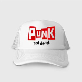 Кепка тракер с сеткой с принтом Punk not Dead в городе Новоалтайск, трикотажное полотно; задняя часть — сетка | длинный козырек, универсальный размер, пластиковая застежка | metal | not dead | punk | rock | метал | панк | панки | рок | рок группа | рок группы
