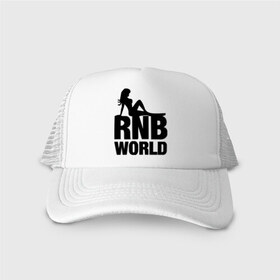 Кепка тракер с сеткой с принтом RNB World в городе Новоалтайск, трикотажное полотно; задняя часть — сетка | длинный козырек, универсальный размер, пластиковая застежка | rnb | девушка | силуэт