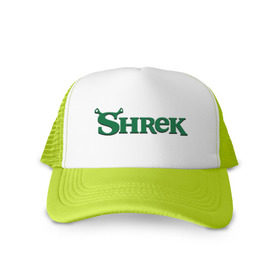 Кепка тракер с сеткой с принтом Shrek в городе Новоалтайск, трикотажное полотно; задняя часть — сетка | длинный козырек, универсальный размер, пластиковая застежка | shrek | шрек