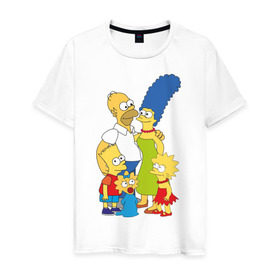 Мужская футболка хлопок с принтом The Simpsons (2) в городе Новоалтайск, 100% хлопок | прямой крой, круглый вырез горловины, длина до линии бедер, слегка спущенное плечо. | гомер