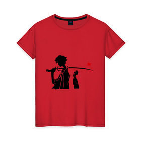 Женская футболка хлопок с принтом Samurai Champloo в городе Новоалтайск, 100% хлопок | прямой крой, круглый вырез горловины, длина до линии бедер, слегка спущенное плечо | anime | champloo | samurai | аниме | манга