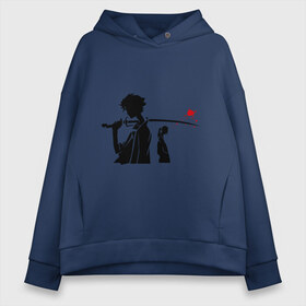 Женское худи Oversize хлопок с принтом Samurai Champloo в городе Новоалтайск, френч-терри — 70% хлопок, 30% полиэстер. Мягкий теплый начес внутри —100% хлопок | боковые карманы, эластичные манжеты и нижняя кромка, капюшон на магнитной кнопке | anime | champloo | samurai | аниме | манга