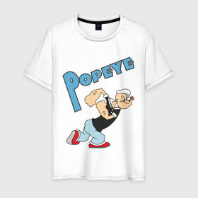 Мужская футболка хлопок с принтом Popeye в городе Новоалтайск, 100% хлопок | прямой крой, круглый вырез горловины, длина до линии бедер, слегка спущенное плечо. | popeye