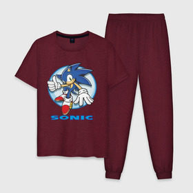 Мужская пижама хлопок с принтом Sonic в городе Новоалтайск, 100% хлопок | брюки и футболка прямого кроя, без карманов, на брюках мягкая резинка на поясе и по низу штанин
 | sonic | sonic 2 | super sonic | соник