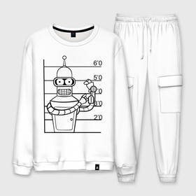 Мужской костюм хлопок с принтом Bender (3) в городе Новоалтайск, 100% хлопок | на свитшоте круглая горловина, мягкая резинка по низу. Брюки заужены к низу, на них два вида карманов: два “обычных” по бокам и два объемных, с клапанами, расположенные ниже линии бедра. Брюки с мягкой трикотажной резинкой на поясе и по низу штанин. В поясе для дополнительного комфорта — широкие завязки | bender | futurama | бендер | футурама