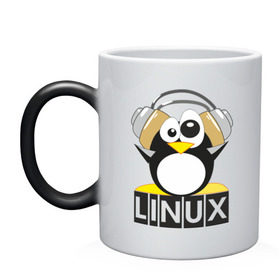 Кружка хамелеон с принтом Linux в городе Новоалтайск, керамика | меняет цвет при нагревании, емкость 330 мл | пингвин