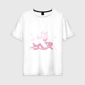 Женская футболка хлопок Oversize с принтом Pink panther в городе Новоалтайск, 100% хлопок | свободный крой, круглый ворот, спущенный рукав, длина до линии бедер
 | pink panther | розовая пантера