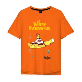 Мужская футболка хлопок Oversize с принтом Yellow submarine в городе Новоалтайск, 100% хлопок | свободный крой, круглый ворот, “спинка” длиннее передней части | beatles | rock | yellow submarine | битлз | желтая подводная лодка | рок