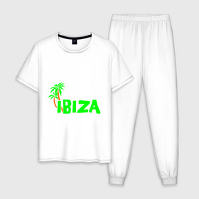 Мужская пижама хлопок с принтом Ibiza в городе Новоалтайск, 100% хлопок | брюки и футболка прямого кроя, без карманов, на брюках мягкая резинка на поясе и по низу штанин
 | Тематика изображения на принте: ibiza | ибица | пальмы | фестиваль