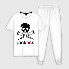 Мужская пижама хлопок с принтом Jackass (Чудаки) в городе Новоалтайск, 100% хлопок | брюки и футболка прямого кроя, без карманов, на брюках мягкая резинка на поясе и по низу штанин
 | jackas | придурки | чудаки