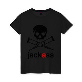 Женская футболка хлопок с принтом Jackass (Чудаки) в городе Новоалтайск, 100% хлопок | прямой крой, круглый вырез горловины, длина до линии бедер, слегка спущенное плечо | jackas | придурки | чудаки