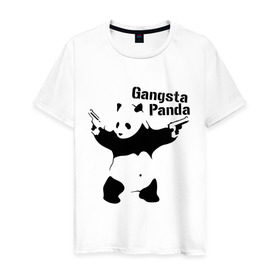 Мужская футболка хлопок с принтом Gangsta Panda в городе Новоалтайск, 100% хлопок | прямой крой, круглый вырез горловины, длина до линии бедер, слегка спущенное плечо. | панда