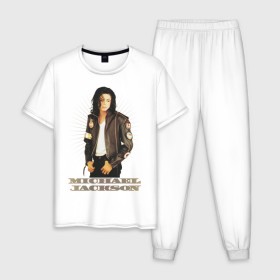 Мужская пижама хлопок с принтом Michael Jackson (4) в городе Новоалтайск, 100% хлопок | брюки и футболка прямого кроя, без карманов, на брюках мягкая резинка на поясе и по низу штанин
 | Тематика изображения на принте: jackson | michael | mj | pop | джексон | майкл | майкл джексон | поп