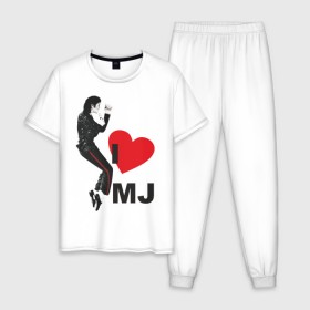 Мужская пижама хлопок с принтом I love Michael Jackson (1) в городе Новоалтайск, 100% хлопок | брюки и футболка прямого кроя, без карманов, на брюках мягкая резинка на поясе и по низу штанин
 | Тематика изображения на принте: jackson | michael | mj | pop | джексон | майкл | майкл джексон | поп