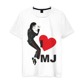 Мужская футболка хлопок с принтом I love Michael Jackson (1) в городе Новоалтайск, 100% хлопок | прямой крой, круглый вырез горловины, длина до линии бедер, слегка спущенное плечо. | Тематика изображения на принте: jackson | michael | mj | pop | джексон | майкл | майкл джексон | поп