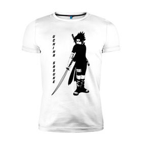 Мужская футболка премиум с принтом Uchiha Sasuke в городе Новоалтайск, 92% хлопок, 8% лайкра | приталенный силуэт, круглый вырез ворота, длина до линии бедра, короткий рукав | anime | sasuke | аниме