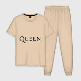 Мужская пижама хлопок с принтом Queen в городе Новоалтайск, 100% хлопок | брюки и футболка прямого кроя, без карманов, на брюках мягкая резинка на поясе и по низу штанин
 | freddie mercury | heavy metal | rock | квин | куин | логотип | меркури | меркюри | музыка | рок | рок группа | рок группы | фредди меркьюри | фреди | хэви метал