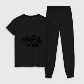 Женская пижама хлопок с принтом The Rasmus в городе Новоалтайск, 100% хлопок | брюки и футболка прямого кроя, без карманов, на брюках мягкая резинка на поясе и по низу штанин | metall | punk | rasmus | rock | метал | металл | панк | панк рок | рок