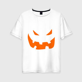 Женская футболка хлопок Oversize с принтом Halloween smile в городе Новоалтайск, 100% хлопок | свободный крой, круглый ворот, спущенный рукав, длина до линии бедер
 | halloveen | halloven | hallovin | hallowen | halowin | helloveen | helloven | hellovin | hellowen | helowin | день всех святых | халловин | халлоуин | халлувин | халоуин | халувин | халуин | хеллоуин | хелоуин | хелувин | хелуин | хэлловин
