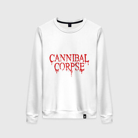 Женский свитшот хлопок с принтом Cannibal Corpse в городе Новоалтайск, 100% хлопок | прямой крой, круглый вырез, на манжетах и по низу широкая трикотажная резинка  | heavy metal | metal | rock | trash metal | альтернатива | квартет | лица | метал | рок | рок группа | рок группы | трэш метал | хеви метал