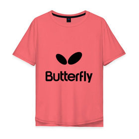 Мужская футболка хлопок Oversize с принтом Butterfly в городе Новоалтайск, 100% хлопок | свободный крой, круглый ворот, “спинка” длиннее передней части | buterfly | батерфляй | настольный теннис | ракетка | теннис | теннисный корт