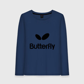 Женский лонгслив хлопок с принтом Butterfly в городе Новоалтайск, 100% хлопок |  | Тематика изображения на принте: buterfly | батерфляй | настольный теннис | ракетка | теннис | теннисный корт