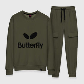 Женский костюм хлопок с принтом Butterfly в городе Новоалтайск, 100% хлопок | на свитшоте круглая горловина, мягкая резинка по низу. Брюки заужены к низу, на них два вида карманов: два 