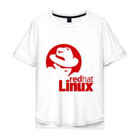Мужская футболка хлопок Oversize с принтом Linux - Redhart в городе Новоалтайск, 100% хлопок | свободный крой, круглый ворот, “спинка” длиннее передней части | linux | redhart | админу | дистрибутив | красная шляпа | линукс