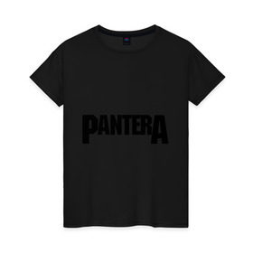 Женская футболка хлопок с принтом Pantera в городе Новоалтайск, 100% хлопок | прямой крой, круглый вырез горловины, длина до линии бедер, слегка спущенное плечо | metal | глэм | грув | группы | логотип | метал | трэш | хэви