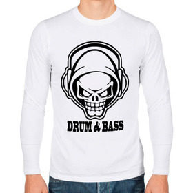 Мужской лонгслив хлопок с принтом drum and bass6 в городе Новоалтайск, 100% хлопок |  | драм н басс | череп | электро | электронная музыка музыка