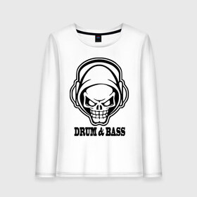 Женский лонгслив хлопок с принтом drum and bass6 в городе Новоалтайск, 100% хлопок |  | драм н басс | череп | электро | электронная музыка музыка