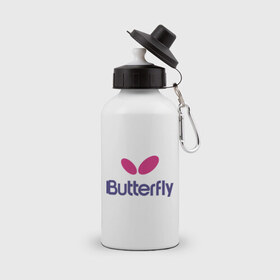 Бутылка спортивная с принтом Buterfly в городе Новоалтайск, металл | емкость — 500 мл, в комплекте две пластиковые крышки и карабин для крепления | Тематика изображения на принте: buterfly | батерфляй | настольный теннис | ракетка | теннис | теннисный корт