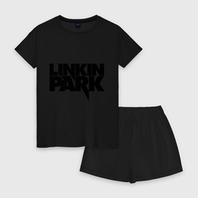 Женская пижама с шортиками хлопок с принтом Linkin Park (3) в городе Новоалтайск, 100% хлопок | футболка прямого кроя, шорты свободные с широкой мягкой резинкой | heavy metal | linkin | metal | park | rock | trash metal | квартет | линкин парк | метал | рок | рок группа | рок группы | трэш метал | хеви метал