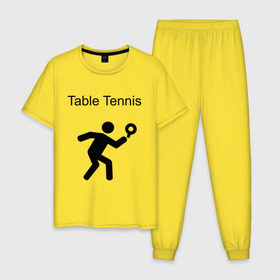 Мужская пижама хлопок с принтом Table Tennis в городе Новоалтайск, 100% хлопок | брюки и футболка прямого кроя, без карманов, на брюках мягкая резинка на поясе и по низу штанин
 | Тематика изображения на принте: tennis