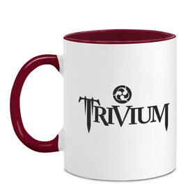 Кружка двухцветная с принтом Trivium в городе Новоалтайск, керамика | объем — 330 мл, диаметр — 80 мм. Цветная ручка и кайма сверху, в некоторых цветах — вся внутренняя часть | 