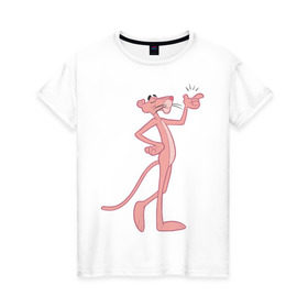 Женская футболка хлопок с принтом PinkPanther в городе Новоалтайск, 100% хлопок | прямой крой, круглый вырез горловины, длина до линии бедер, слегка спущенное плечо | Тематика изображения на принте: pink panther | розовая пантера