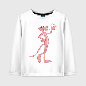 Детский лонгслив хлопок с принтом PinkPanther в городе Новоалтайск, 100% хлопок | круглый вырез горловины, полуприлегающий силуэт, длина до линии бедер | pink panther | розовая пантера