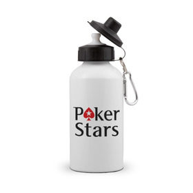 Бутылка спортивная с принтом Poker Stars в городе Новоалтайск, металл | емкость — 500 мл, в комплекте две пластиковые крышки и карабин для крепления | pokerstars