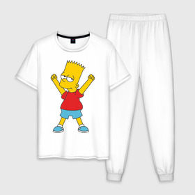 Мужская пижама хлопок с принтом Bart Simpson (2) в городе Новоалтайск, 100% хлопок | брюки и футболка прямого кроя, без карманов, на брюках мягкая резинка на поясе и по низу штанин
 | simpsons | барт | барт симпсон | симсоны | симспоны
