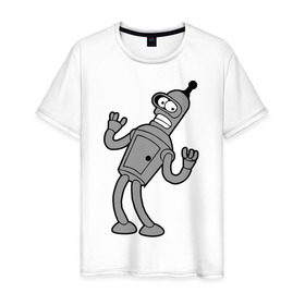 Мужская футболка хлопок с принтом Futurama (4) в городе Новоалтайск, 100% хлопок | прямой крой, круглый вырез горловины, длина до линии бедер, слегка спущенное плечо. | bender | futurama | бендер | футурама
