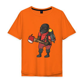 Мужская футболка хлопок Oversize с принтом Pyro comics - TF2 в городе Новоалтайск, 100% хлопок | свободный крой, круглый ворот, “спинка” длиннее передней части | pyro comics | shooter | team fortress 2 | tf2 | поджигатель | стрелялка | шутер