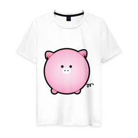 Мужская футболка хлопок с принтом Cute Puffy Animals (2) в городе Новоалтайск, 100% хлопок | прямой крой, круглый вырез горловины, длина до линии бедер, слегка спущенное плечо. | cute puffy animals | животные | милые надутые | поросенок | свинка | свинья | хрюн | хрюшка
