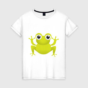 Женская футболка хлопок с принтом Little Frog (1) в городе Новоалтайск, 100% хлопок | прямой крой, круглый вырез горловины, длина до линии бедер, слегка спущенное плечо | frog | лягушка | лягушонок