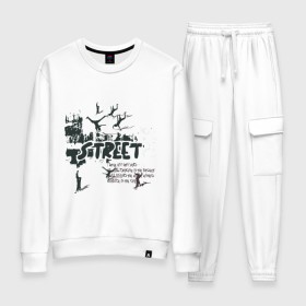 Женский костюм хлопок с принтом Street Dancing в городе Новоалтайск, 100% хлопок | на свитшоте круглая горловина, мягкая резинка по низу. Брюки заужены к низу, на них два вида карманов: два 