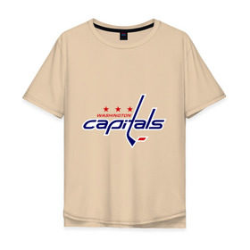 Мужская футболка хлопок Oversize с принтом Washington Capitals в городе Новоалтайск, 100% хлопок | свободный крой, круглый ворот, “спинка” длиннее передней части | washington capitals | вашингтон капиталс | лига | нхл | хокей | хоккей